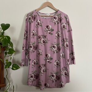 Honey & Lace Floral Drop Shoulder Tunic Top